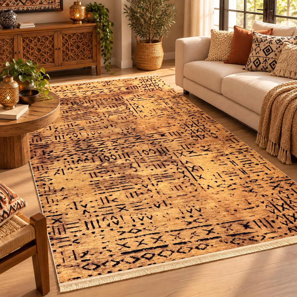 Alfombra de terciopelo Dorado de 3x2 metros