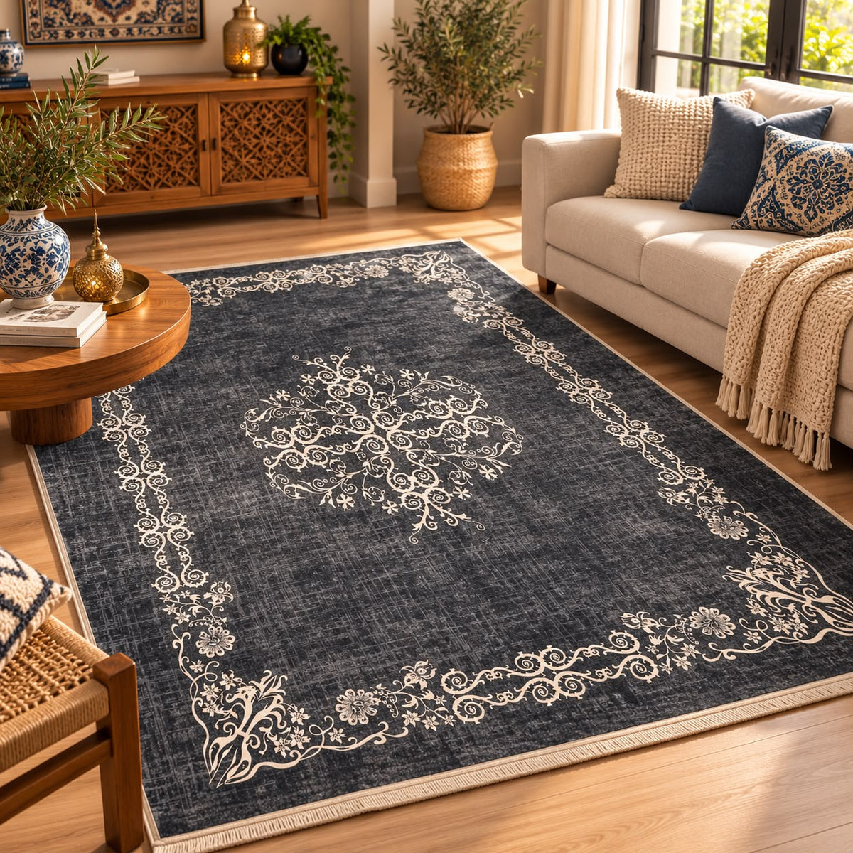 Alfombra Terciopelo azul grisáceo 2.80 x 1.80 cms