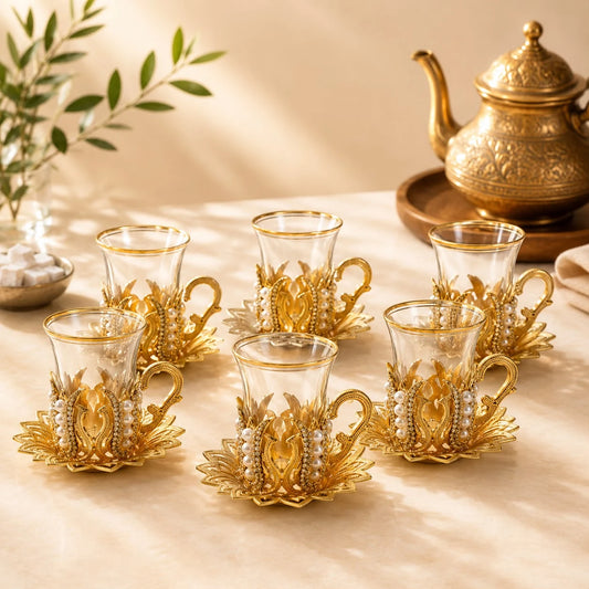 Juego de té Perlas; Juego de té Perlas con detalles visibles que realzan su presencia en la mesa o el hogar
