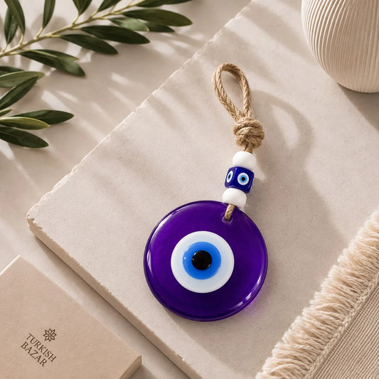 Ojo Turco Violeta T2; Ojo Turco Violeta T2 como pieza decorativa de inspiración turca, con detalles visibles en su diseño