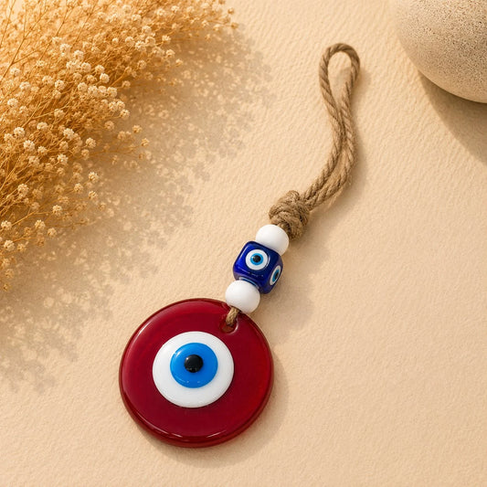 Colgante ojo Turco Rojo; Colgante ojo Turco Rojo como pieza decorativa de inspiración turca, con detalles visibles en su diseño