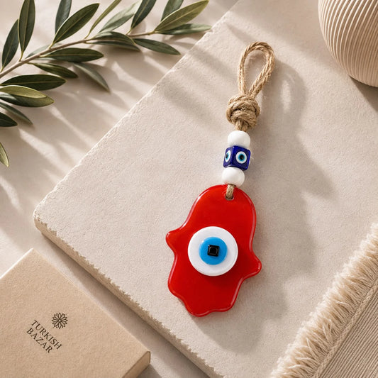 Mano de Fátima Naranja; Mano de Fátima Naranja como pieza decorativa de inspiración turca, con detalles visibles en su diseño
