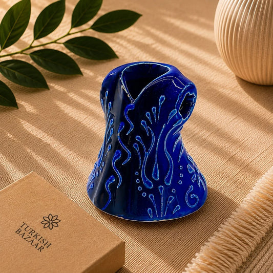 Kaftán decorativo de cerámica azul, tamaño chico