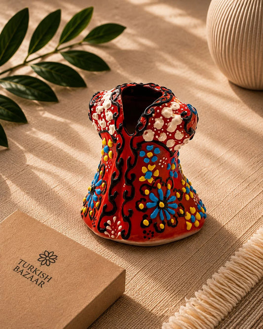 Kaftán decorativo de cerámica pintado a mano color rojo