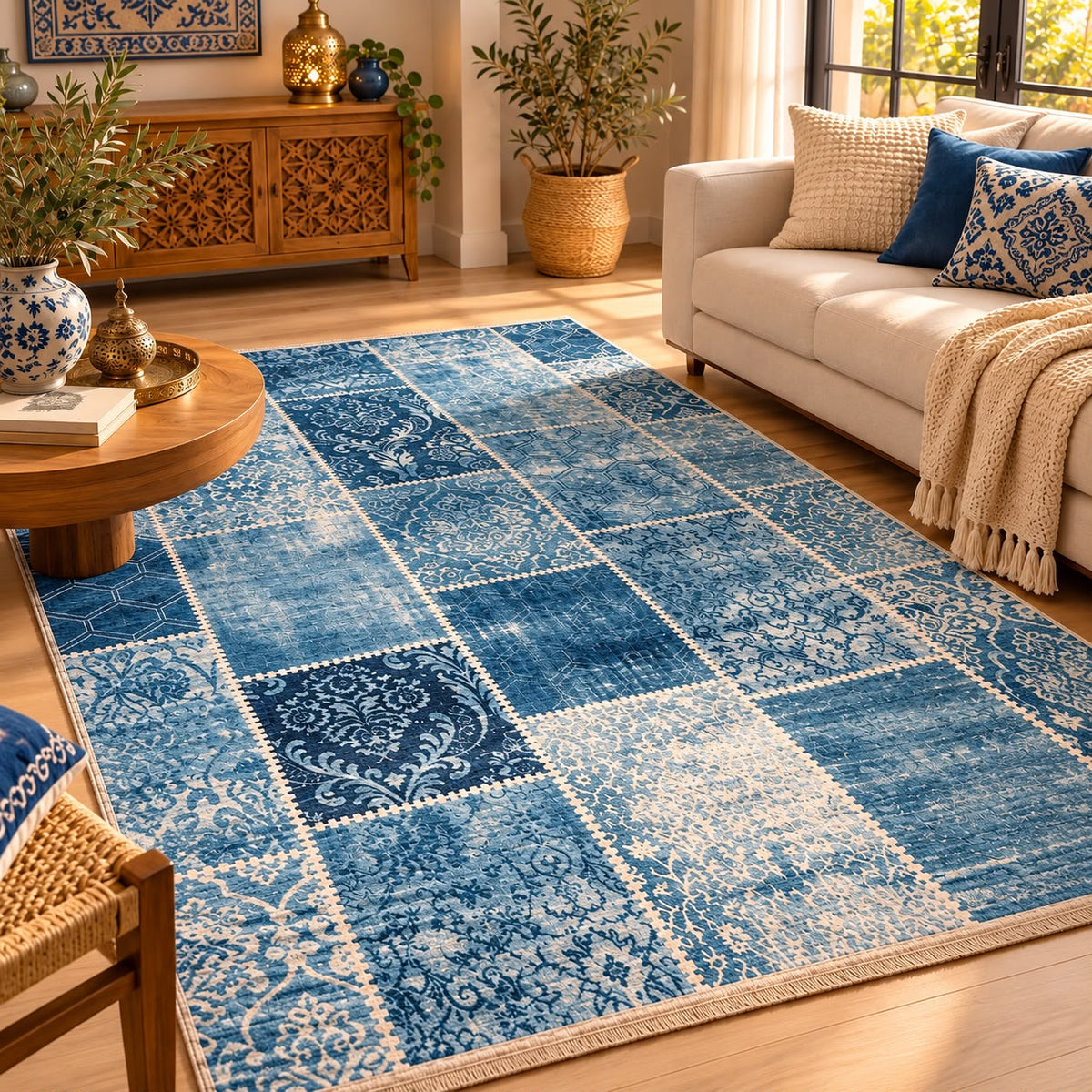 Alfombra Terciopelo Turquesa  3x2 metros
