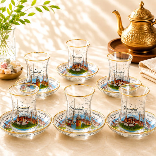 Juego de té Estambul; Juego de té Estambul con detalles visibles que realzan su presencia en la mesa o el hogar